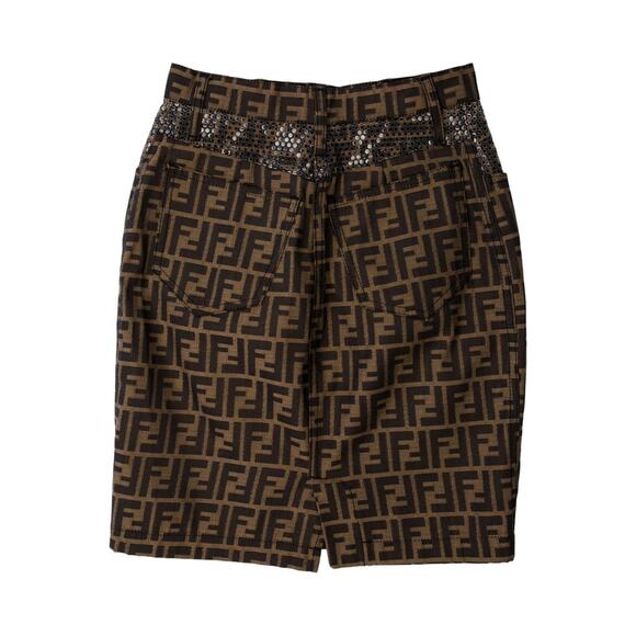 Fendi Brown FF Printed Mini Skirt S sz Retail $2,150 - Picture 2 of 2